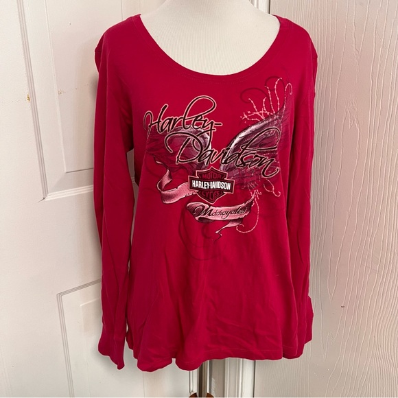 Harley Davidson Long Sleeve Tee Pink ‘13 A5 - Picture 1 of 6